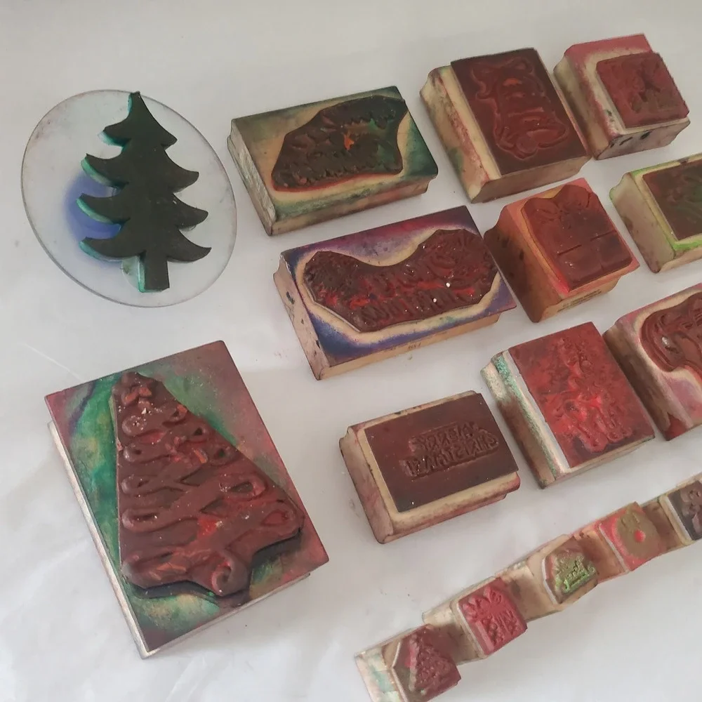Vintage Christmas Rubber Stamp Lot Stampin Up Hero Arts Holiday Crafting 19pc